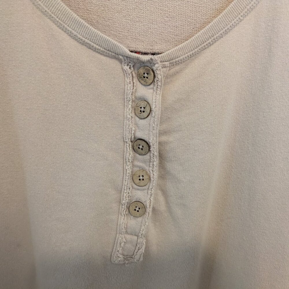 Free People "Cool Baby" Ivory Henley Mixed Media Pullover - Picture 4 of 11